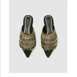 Zara Mules with Fringe NWT ready for Fall Sz: 36